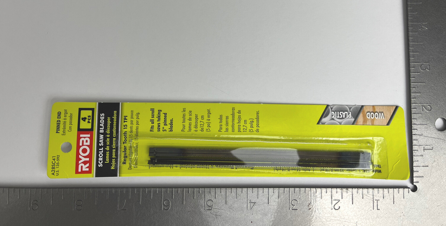 RYOBI 5 In. 15 TPI Regular Pinned Scroll Saw Blade 4 Piece Set A28SC41 NEW gallery