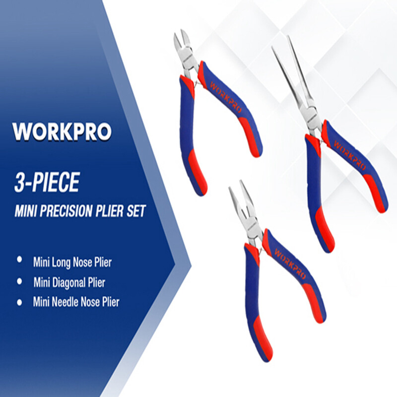 WORKPRO Mini Pliers Set 3-Piece Small Pliers Tool Kit Includes 4” Diagonal Plier gallery