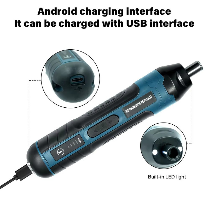3.6V Cordless Electric Screwdriver Set – USB Rechargeable Power Driver with LED gallery