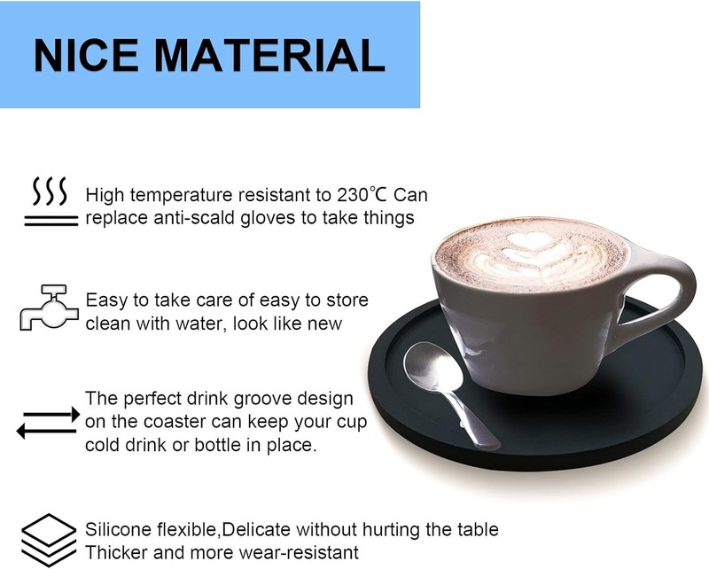 Anti-Slip Reusable Drink Coasters Set - Non Slip Silicone Coasters Protect Desk gallery