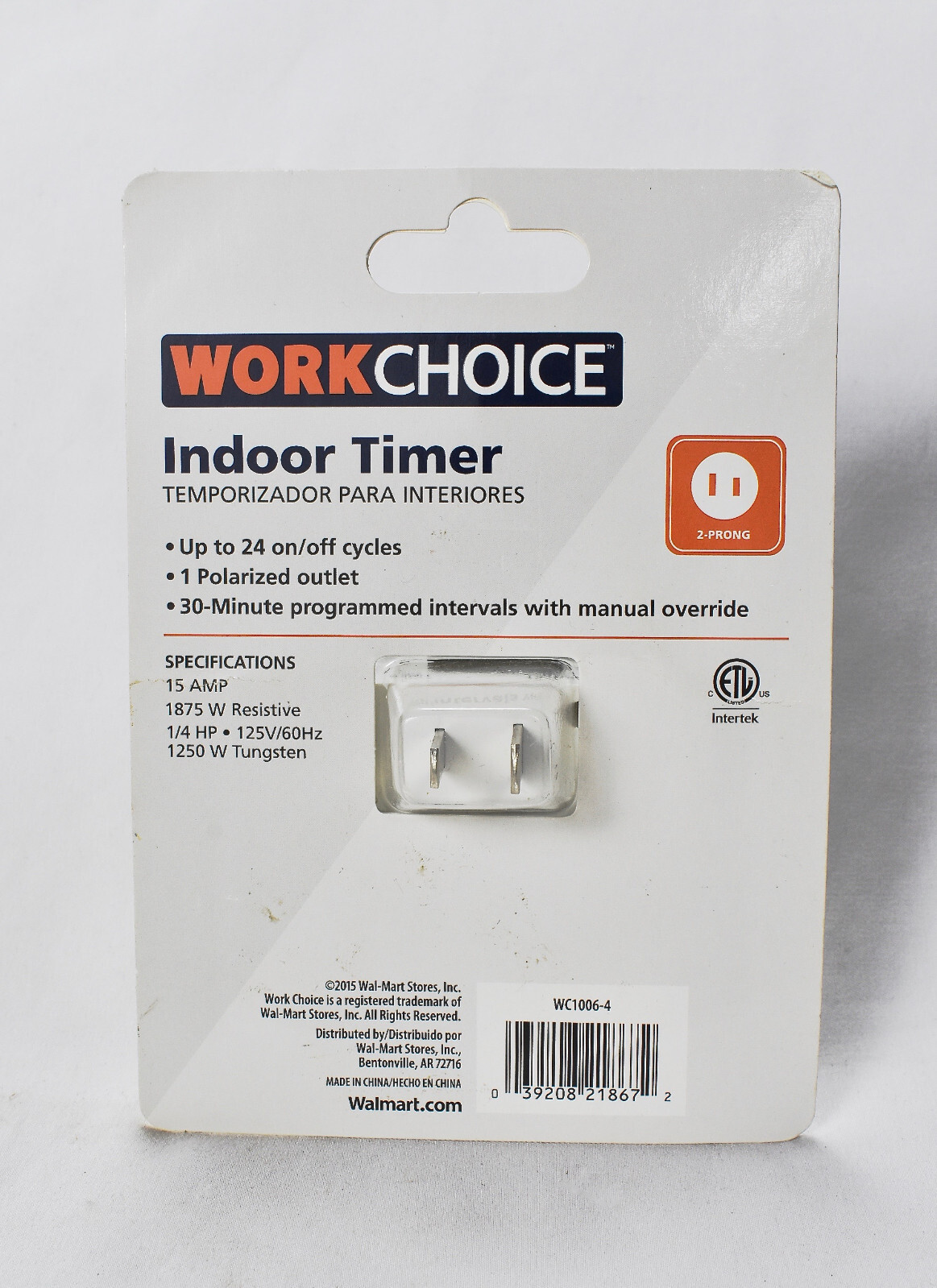 Workchoice Indoor Timer 2 Prong Polarized Outlet 15amp gallery