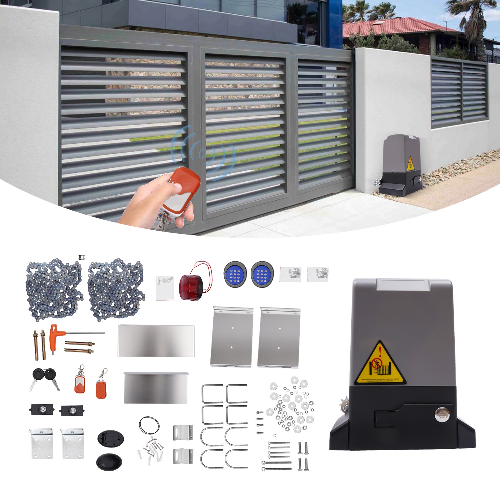 Automatic Sliding Gate Opener Electric Rolling Door Motor Kit 550W MAX.2500lb gallery