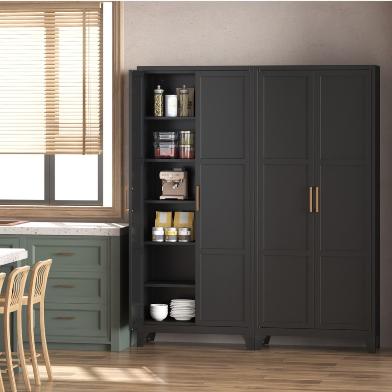 Metal Pantry Kitchen Utility Storage Cabinet 5 Shelves 2 Door Laundry Closet gallery