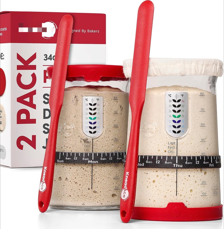 Professional Sourdough Bread Starter Kit - 34 oz. starter jar with 5 functions gallery