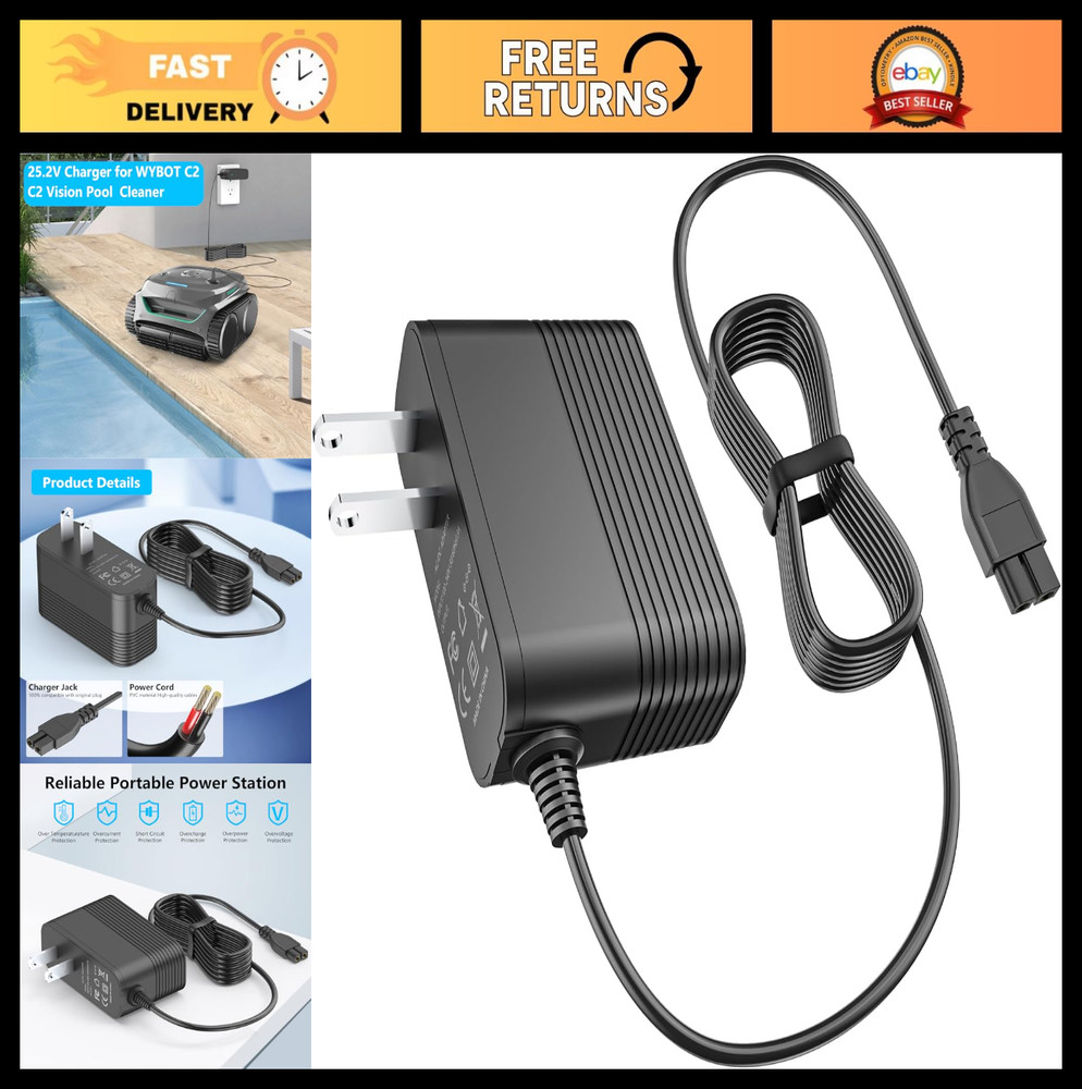 Charger for Robotic Pool Cleaner Compatible with C2 Vision A/B Cordless Vacuum A