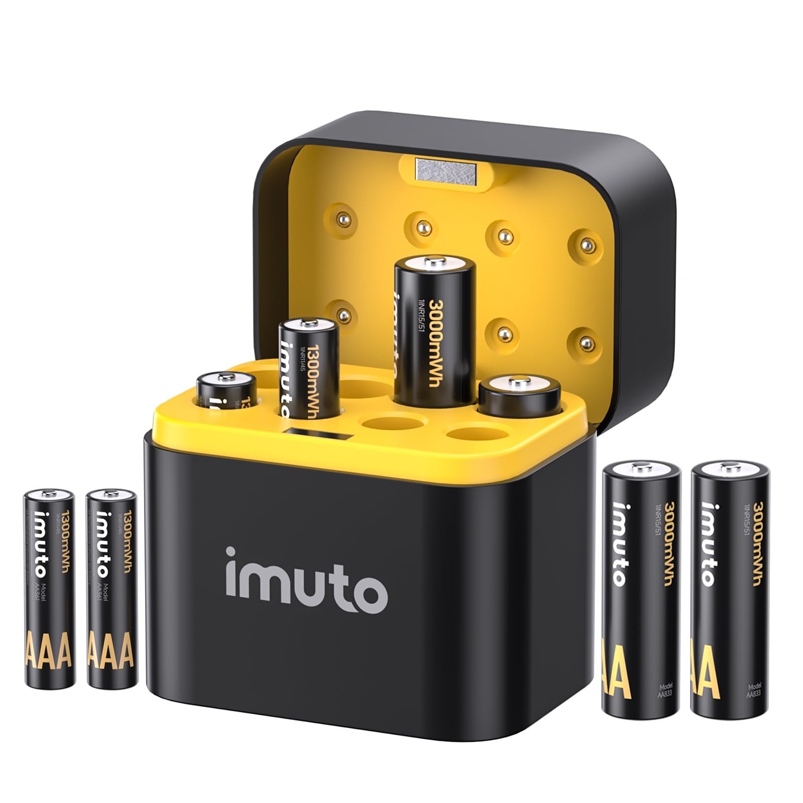 imuto Rechargeable 4 AAA and 4 AA Batteries Lithium with Charger,8 Pack 1.5 V... gallery