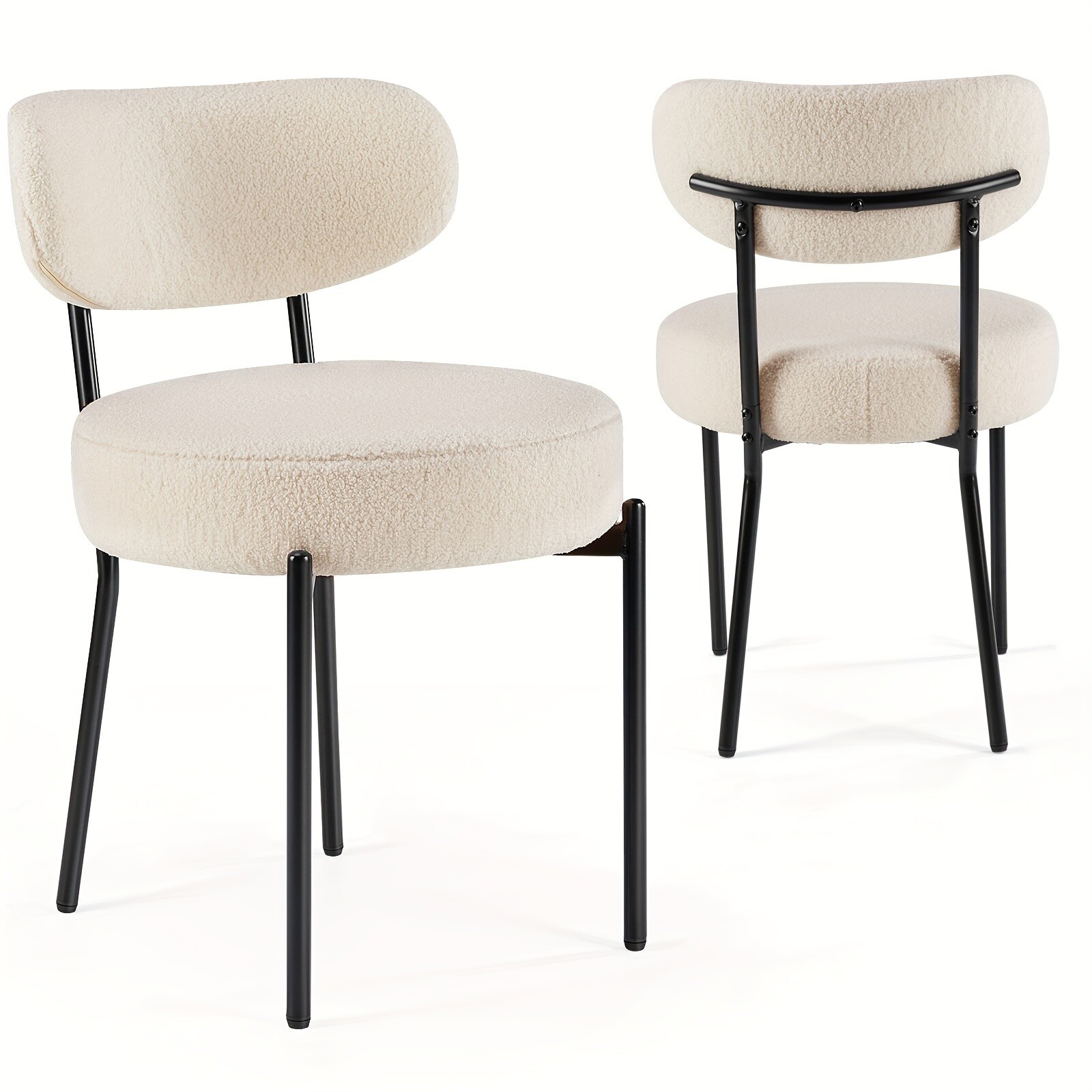 2 Pcs Dining Chairs Mid Century Modern Round Dining Room Vanity Kitchen Chair gallery