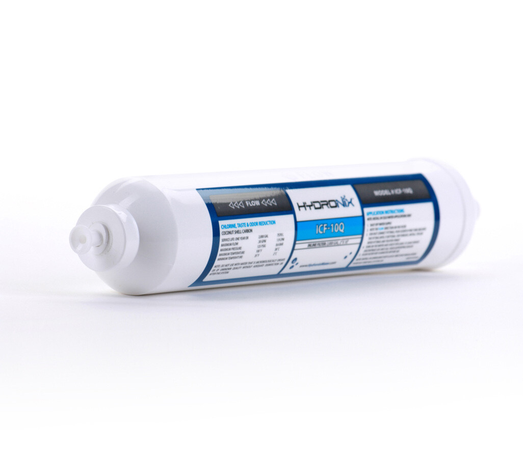 Inline RO Post Fridge Ice Coconut GAC Water Filter 2000 Gal, 1/4" Quick Connect gallery