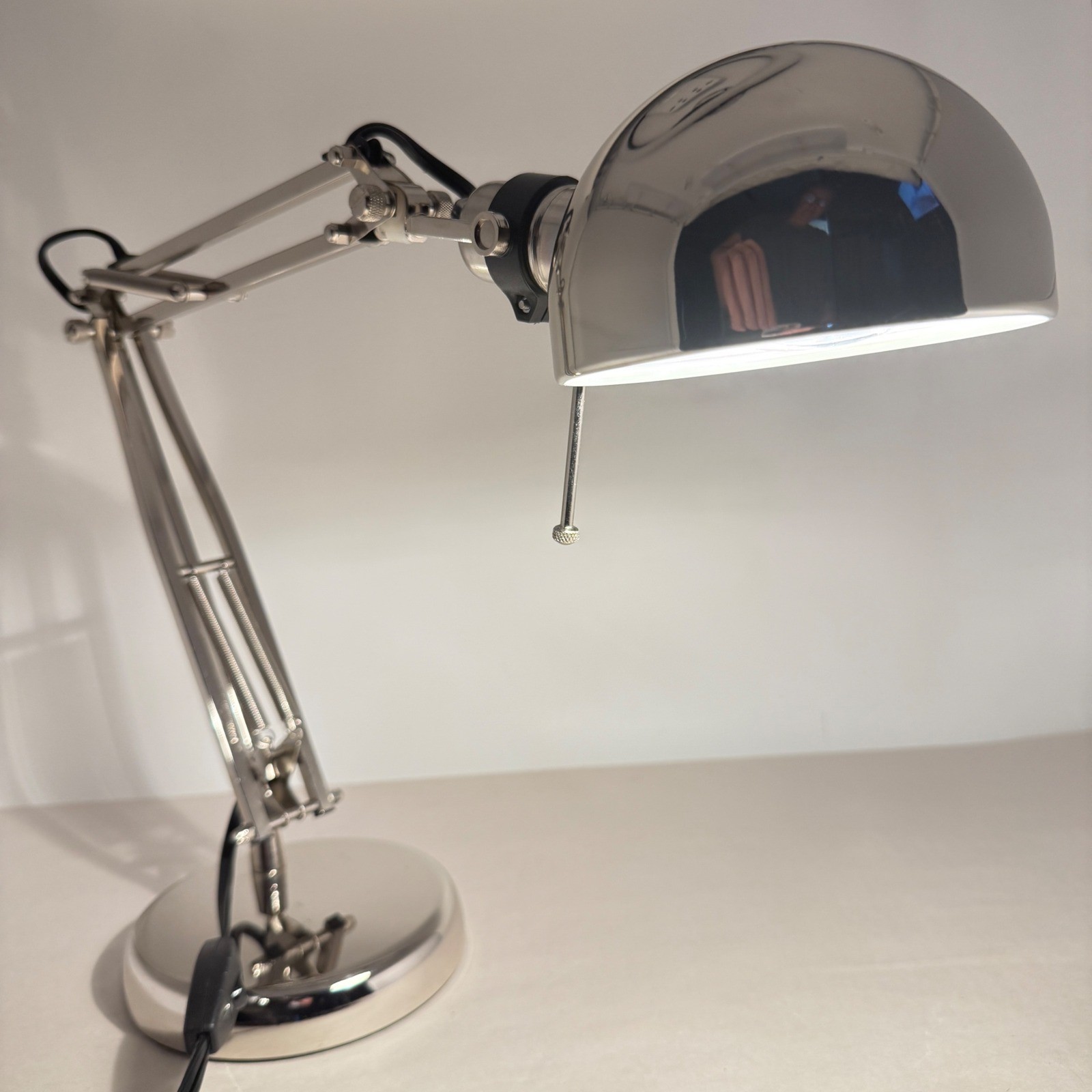 IKEA FORSA Silver Chrome Work Lamp Nickel Plated Steel Adjustable Desk Light gallery