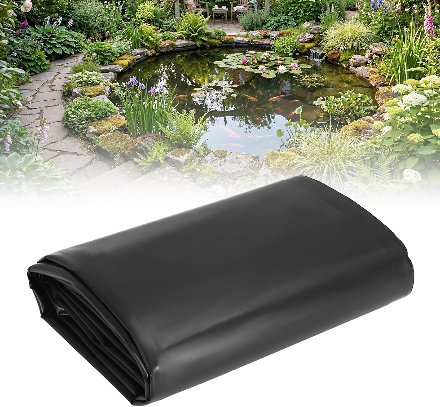 Pond Liner 20 Mil HDPE Fish Pond Liners Waterproof for Gardens Pools 4 Sizes gallery