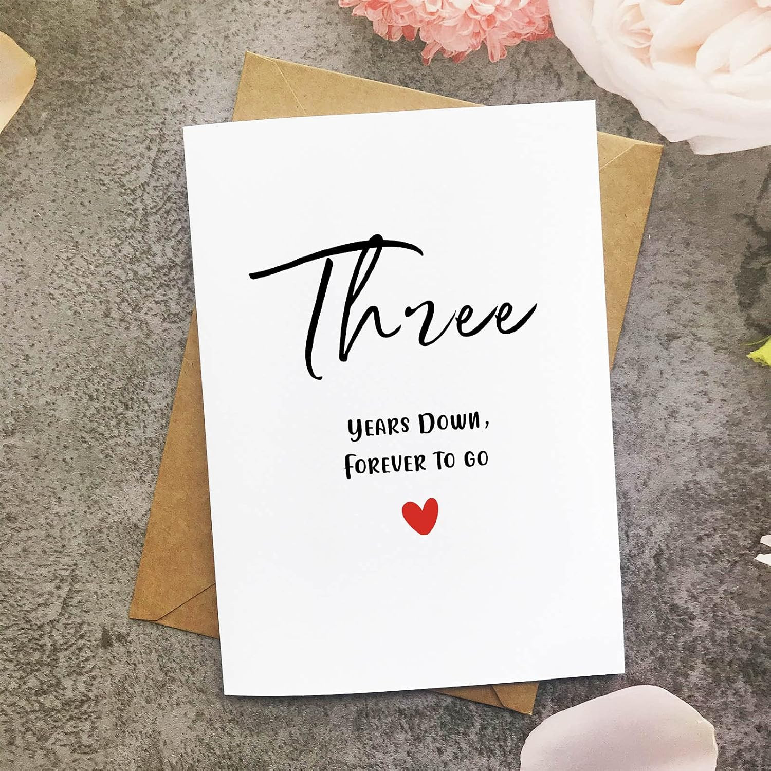 Third Anniversary Card, Three Years down Forever to Go, Romantic 3Rd Valentines gallery
