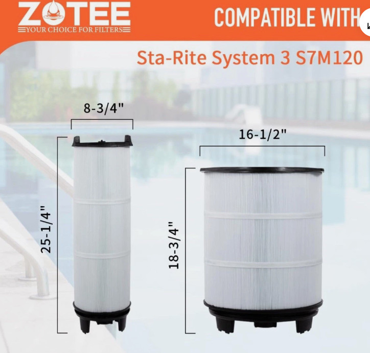 Sta-Rite System 3 S7M120 Inner and Outer Pool Filter Replacement Zotee ZT-121 [Z gallery