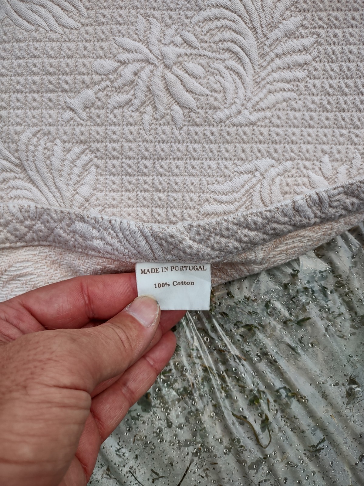 Matelasse Coverlet Creamy Beige Cotton Made in Portugal 82 1/2" x 87 1/2" gallery