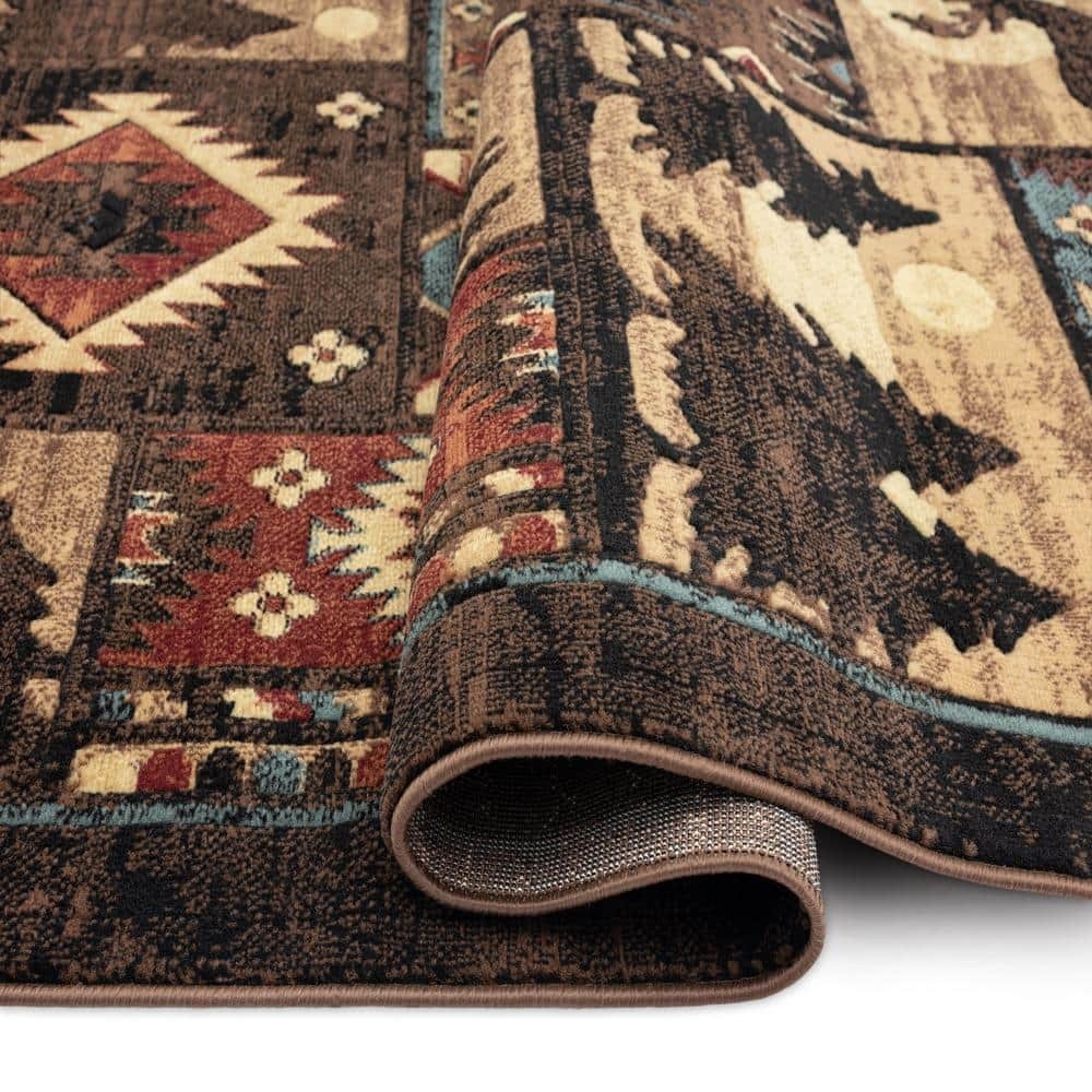 Runner Rug Buffalo Bear Wildlife Nature-Themed Southwest Brown/Red 2 ft. x 7 ft. gallery