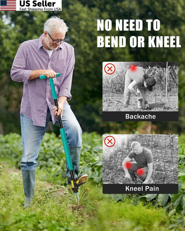 Breeze Touch 39" Weed Pulling Tool, 3-Claw T-shaped Handle, Common Teal gallery