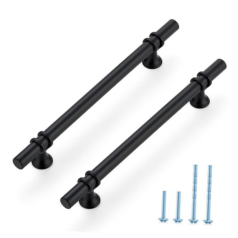 Pack 8-13/16 Inch Cabinet Pulls Handles 6-1/4 Inch Hole Center 10 Matte Black gallery