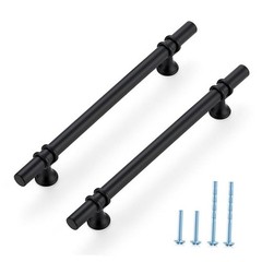 Pack 8-13/16 Inch Cabinet Pulls Handles 6-1/4 Inch Hole Center 10 Matte Black