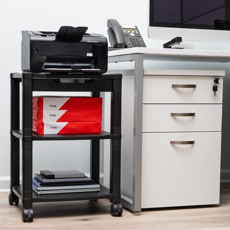 Mind Reader Rolling Printer Cart, Utility Cart, Printer Stand, Desk Storage, Off gallery
