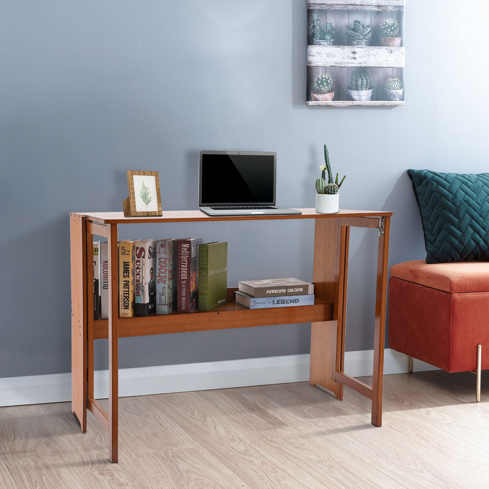 Foldable Bamboo Desk – Space-Saving Home Office Writing Workstation gallery