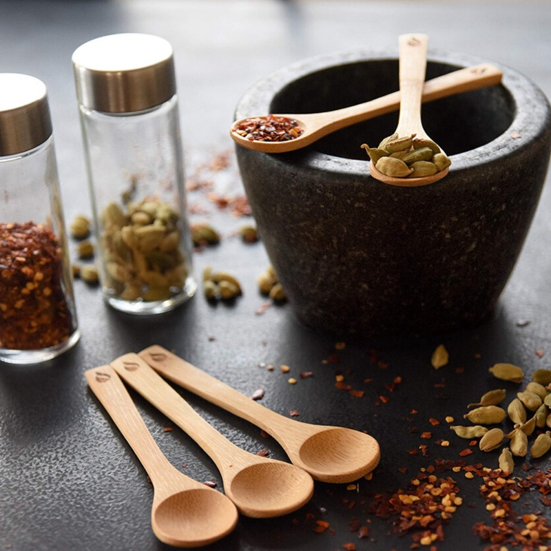 Bamboo Spoon Set 5 Pc Small Kitchen Teaspoons Tiny Wooden Spoons Perfect for gallery