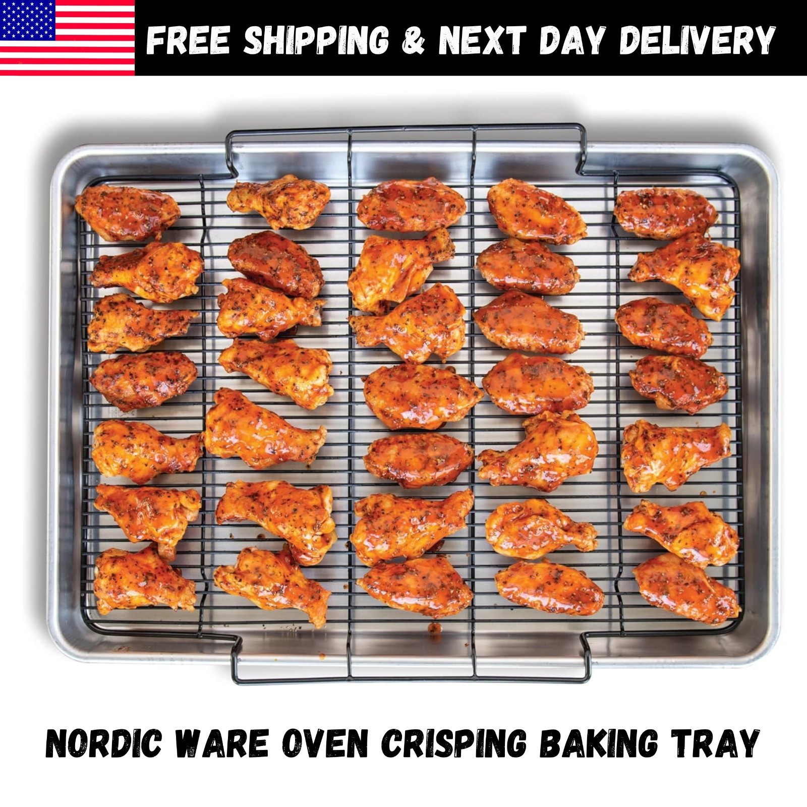 OVEN CRISP BAKING TRAY NORDICWARE ELEVATE FOOD FROM FAT MADE IN USA gallery