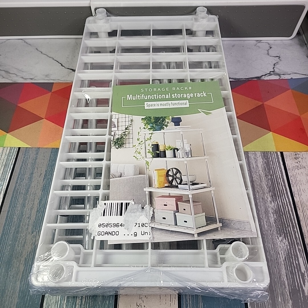 4 Tier Plastic Storage Rack Shelf Easy Assembly Space Saving for Kitchen 32" Tal gallery