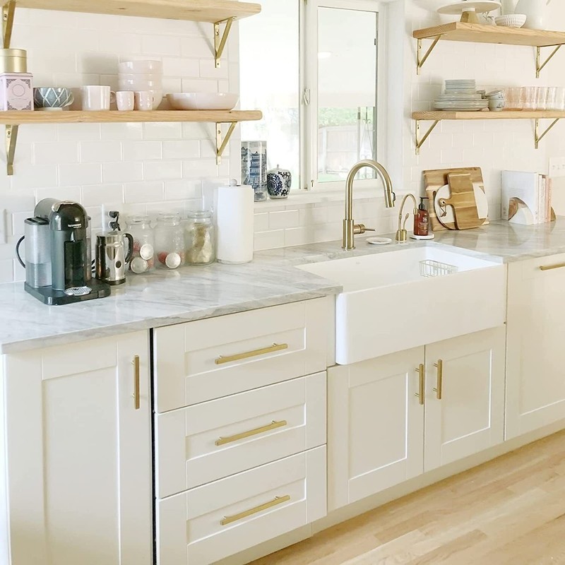 20Pcs T Bar Pull Gold Handles Solid Steel Kitchen Cabinet Hardware Modern Pulls gallery
