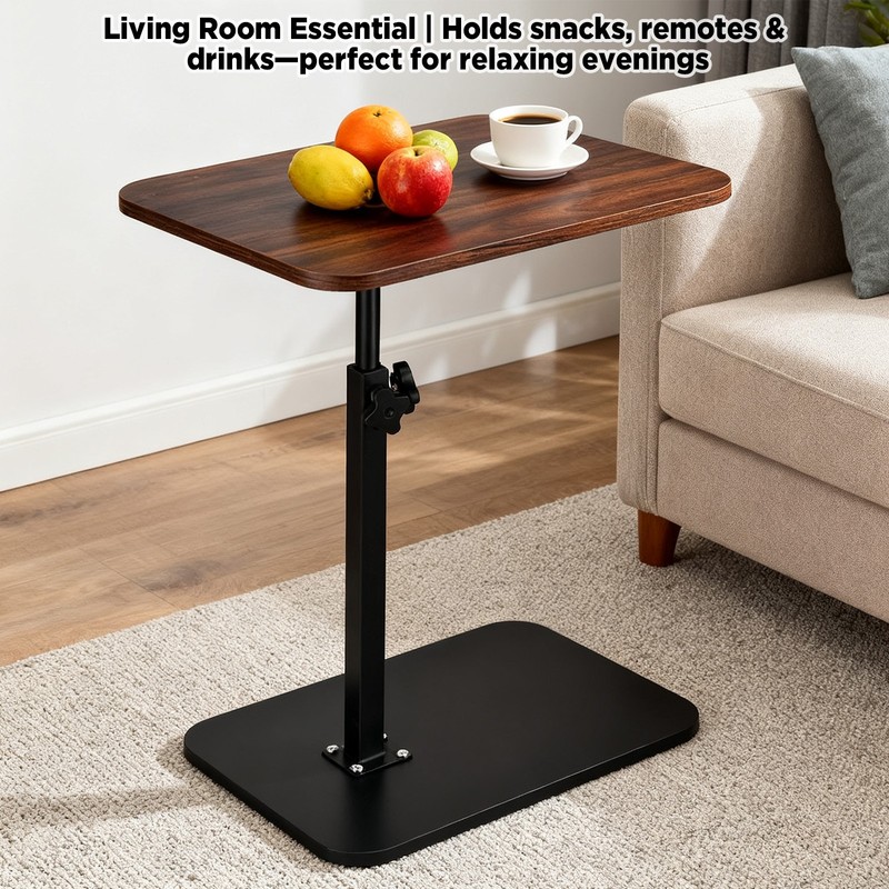 Small Side Table for Couch 360° Swivel C Shaped End Table Height Adjustable gallery