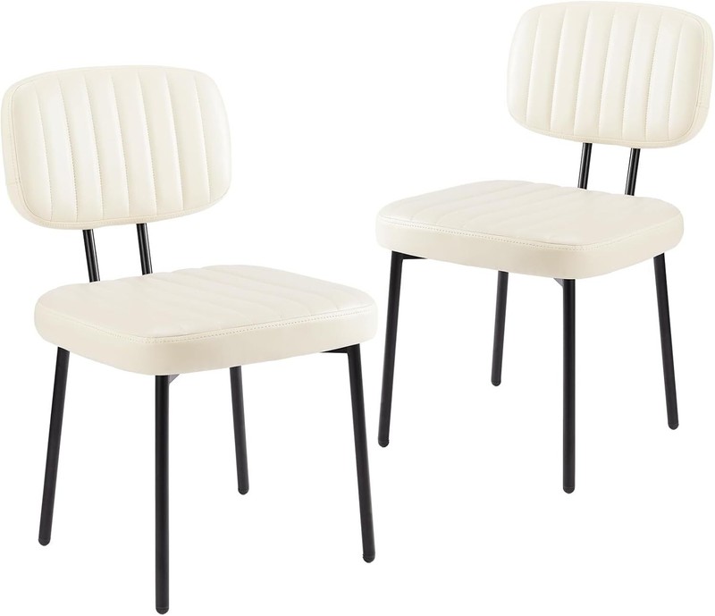 2 Pcs Upholstered Dining Chairs Leather Mid Century Modern Home Kitchen Chair gallery