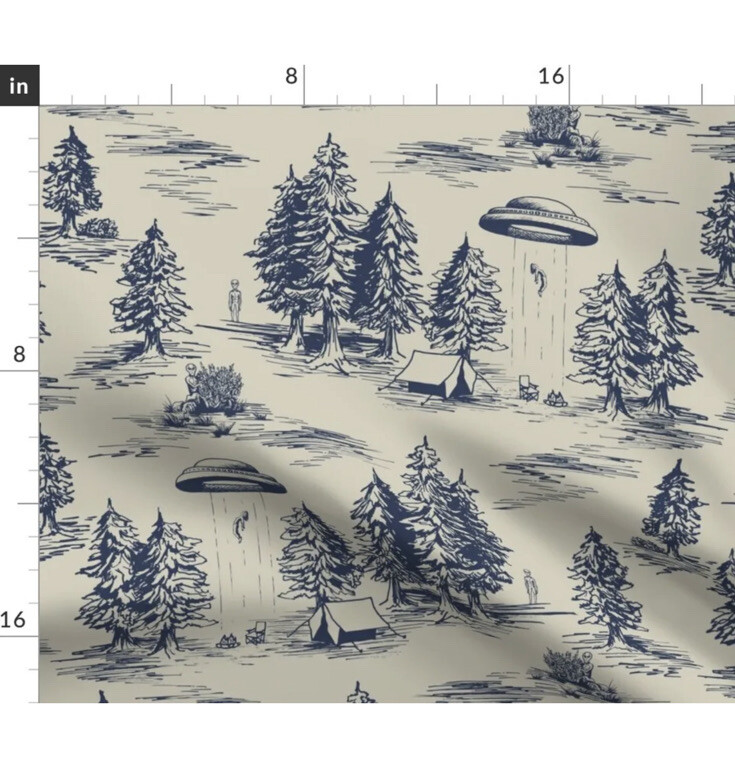 Tablecloth Unique Funny Space Alien Aliens Toile Cotton 90”x90” New gallery
