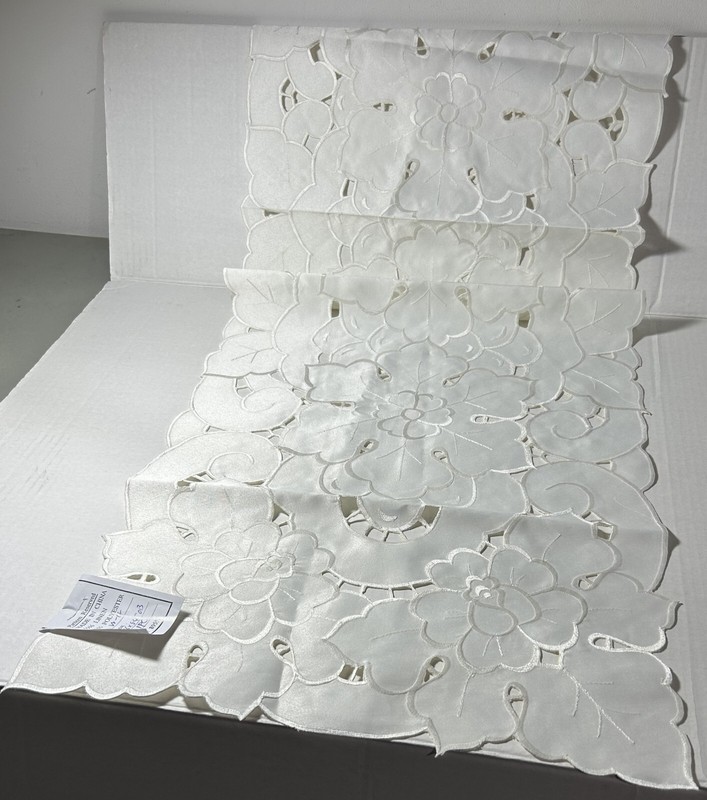 New Embroidered Lace Dining Table Runner 54"X16"cutwork eggshell Wedding gallery