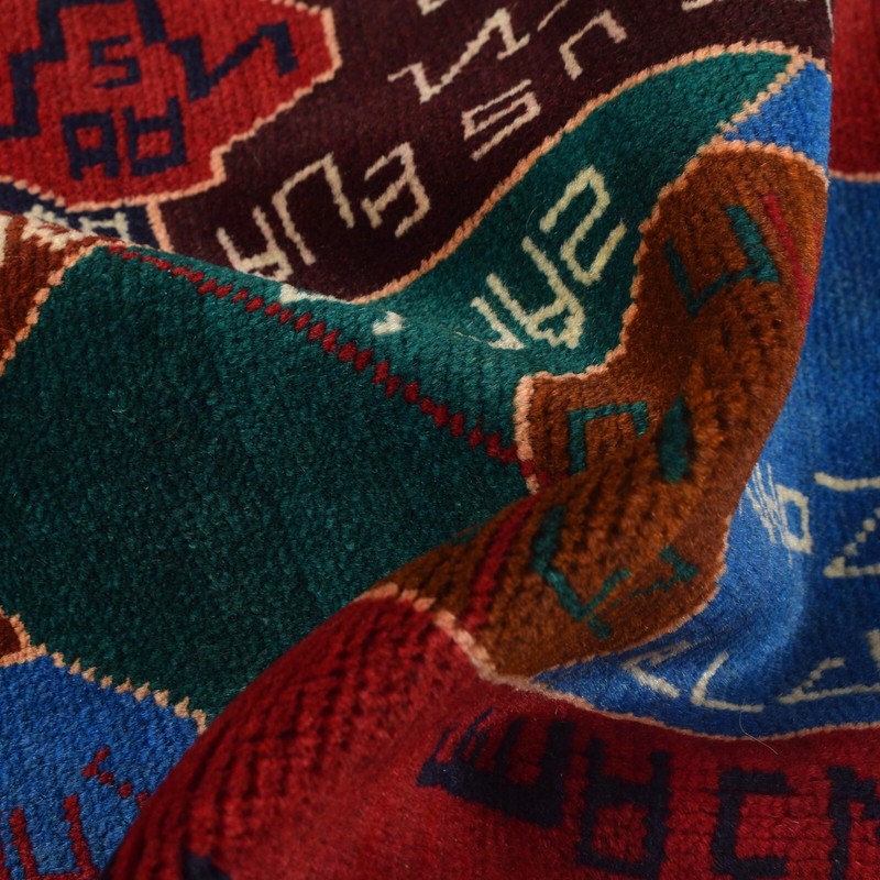 Red Map Pictorial Design Afghan Handmade Oriental Wool Decor Rug 2'10x4'5 G15292 gallery