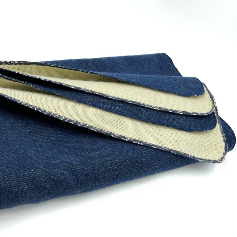 EXTRA LARGE SOFT & WARM ALPACA WOOL BLANKET 76x91" NAVY BLUE SOLID PATTERN gallery
