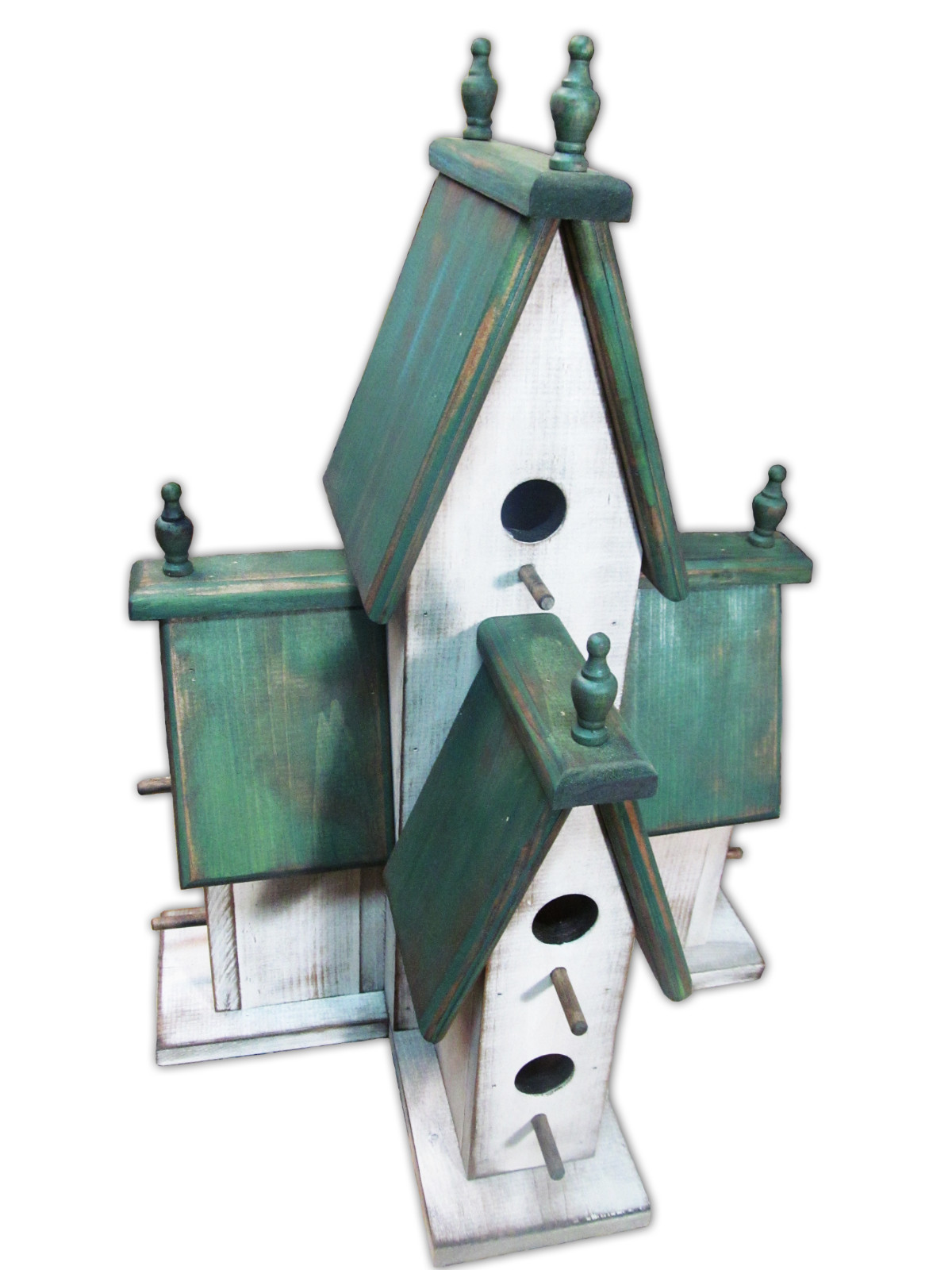 Large Red Manor Birdhouse Weathered Country Cottage Indoor Outdoor Distressed gallery