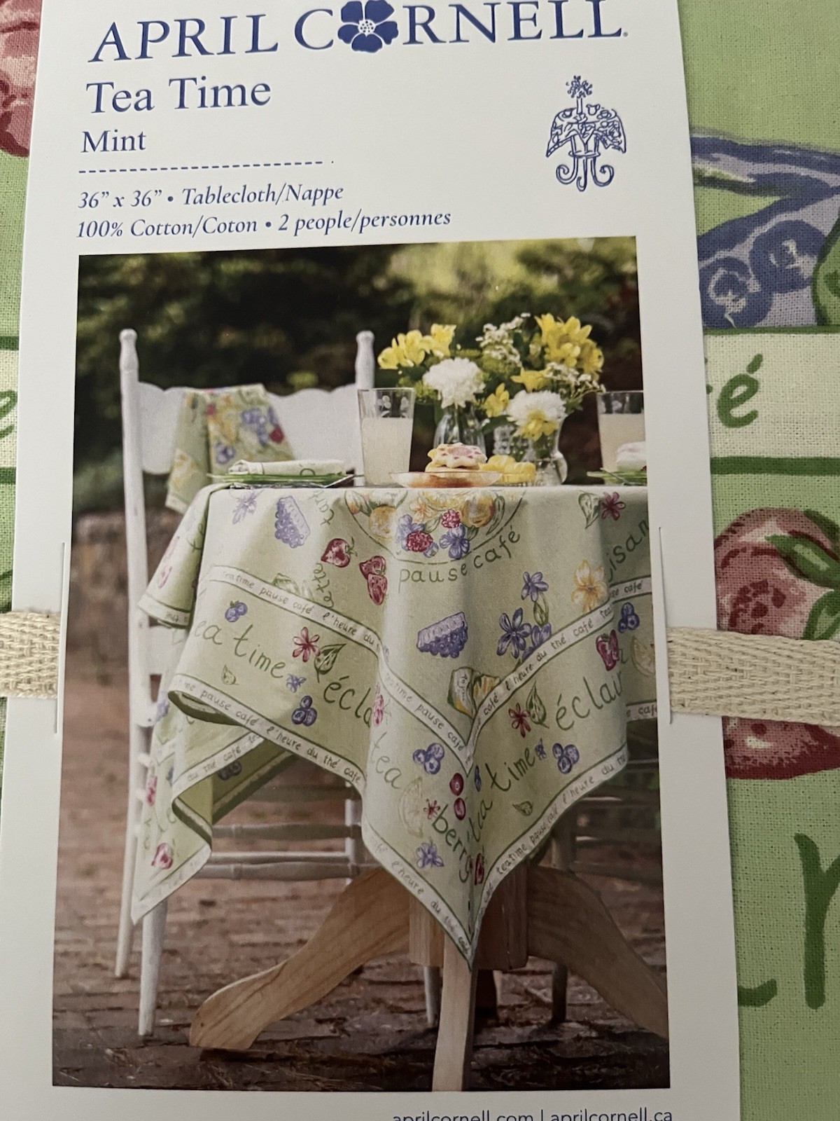 April Cornell Tea Time Cafe Cotton Tablecloth 36x36& 4 Napkins Multicolor New gallery