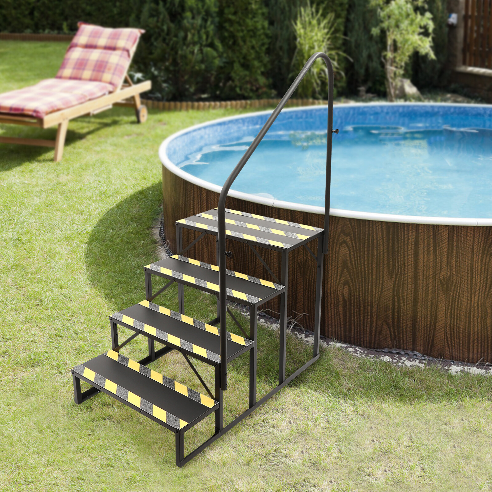 4-Steps Ladder W/ Handrails Swimming Pool Ladder Above Ground Stair Step Stool gallery