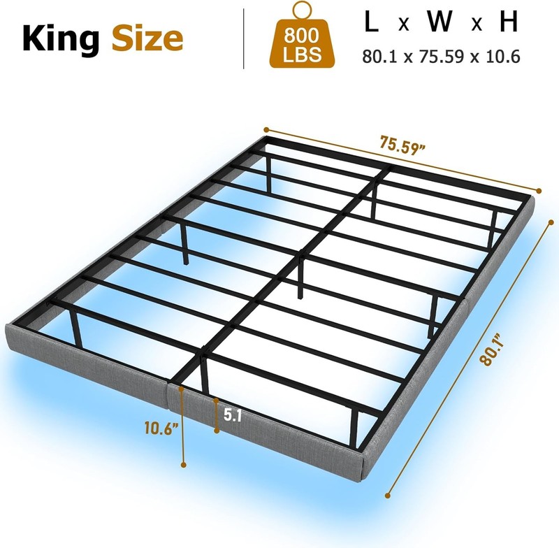 King Bed Frame ,Floating Metal Bed Frame King with LED Lights gallery