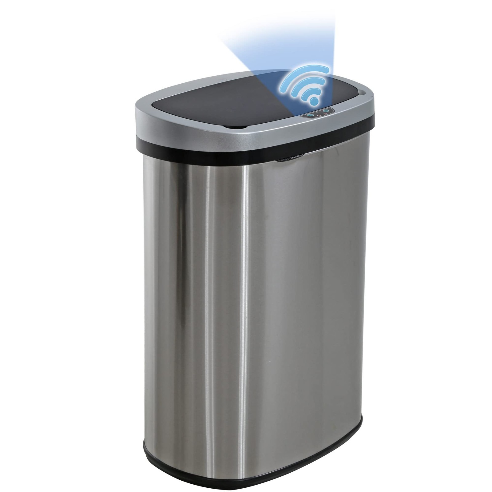 BestOffice | 13 Gallon Trash Can with Lid | 13 Gallon, Stainless Steel gallery