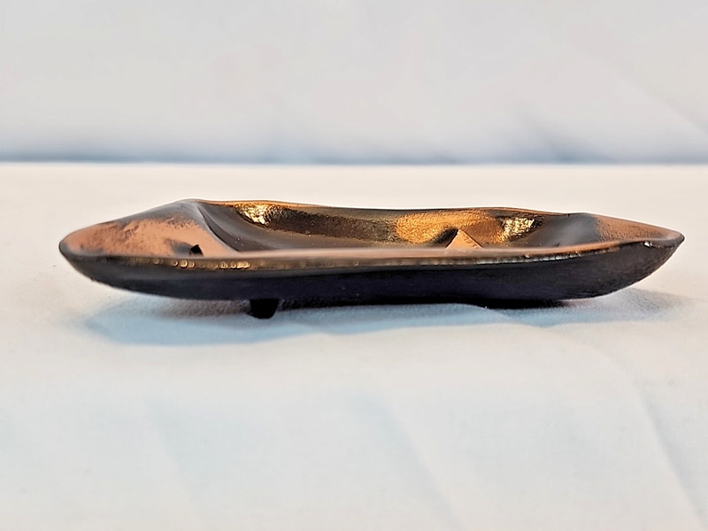 Unsigned Amorphous Theater Mask Brass Copper Black Trinket Dish gallery