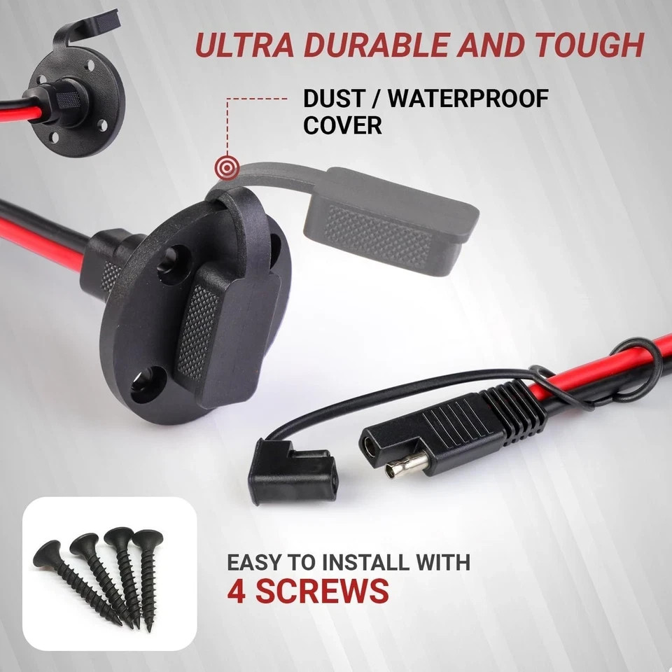 2FT 12AWG SAE Power Socket Sidewall Port Connector 2 Pin SAE Quick Connect 2 Pk gallery