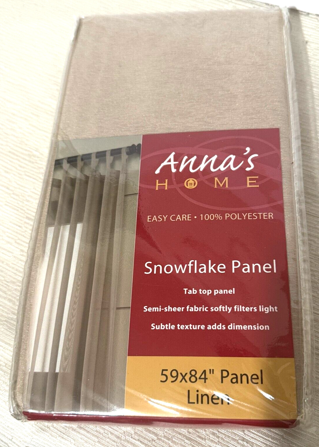 New Beige Window Panel Curtains 59x84 inches Long ANNA'S HOME Linen Snowflake gallery