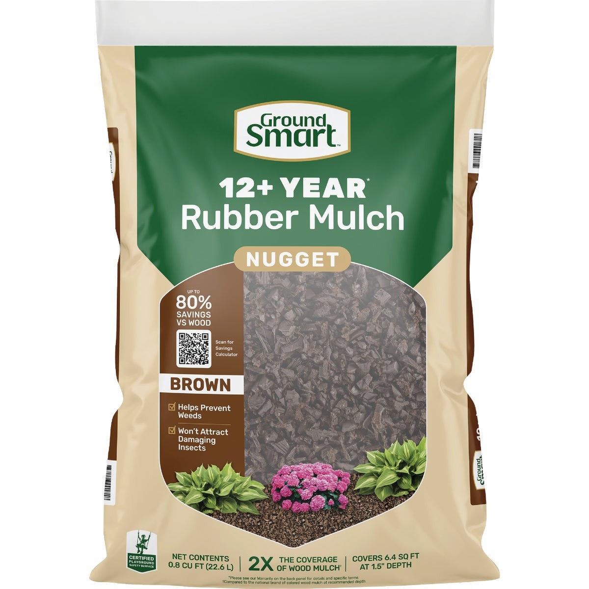 GroundSmart 0.8 Cu. Ft. Brown Recycled Nugget Rubber Mulch GSNG08BN72 gallery