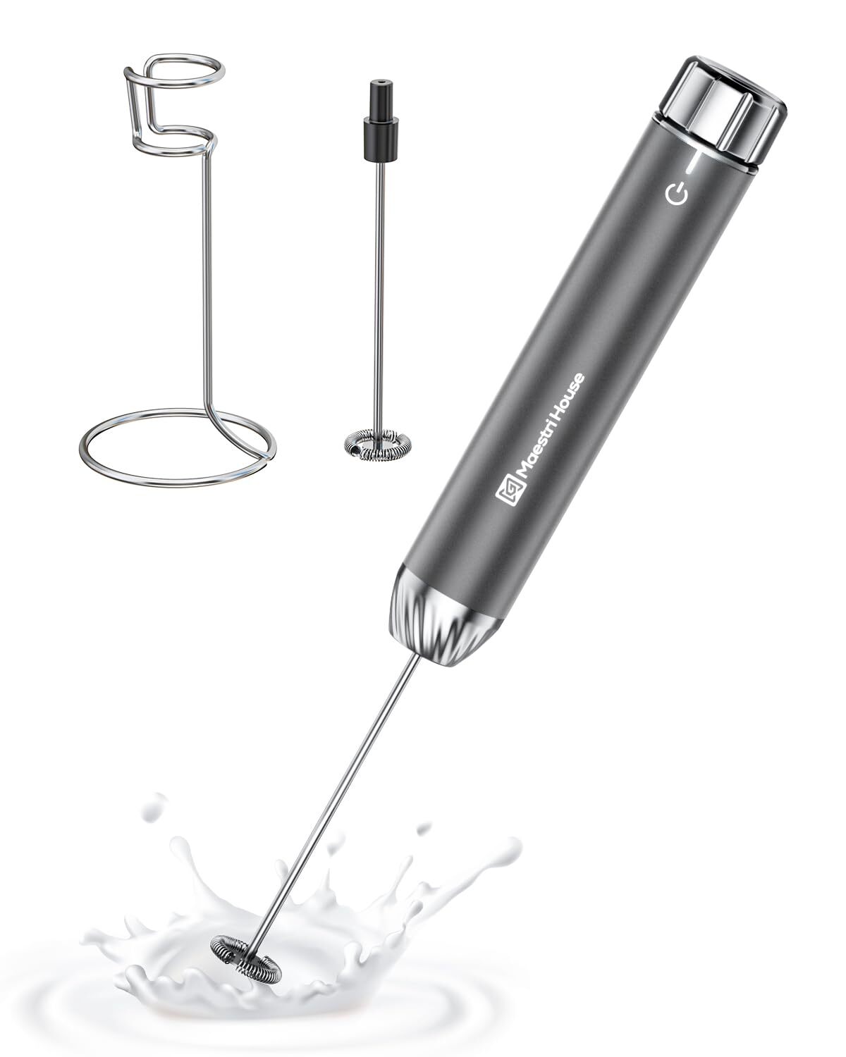 Rechargeable Milk Frother with Stepless Speed Control Waterproof with Stand gallery