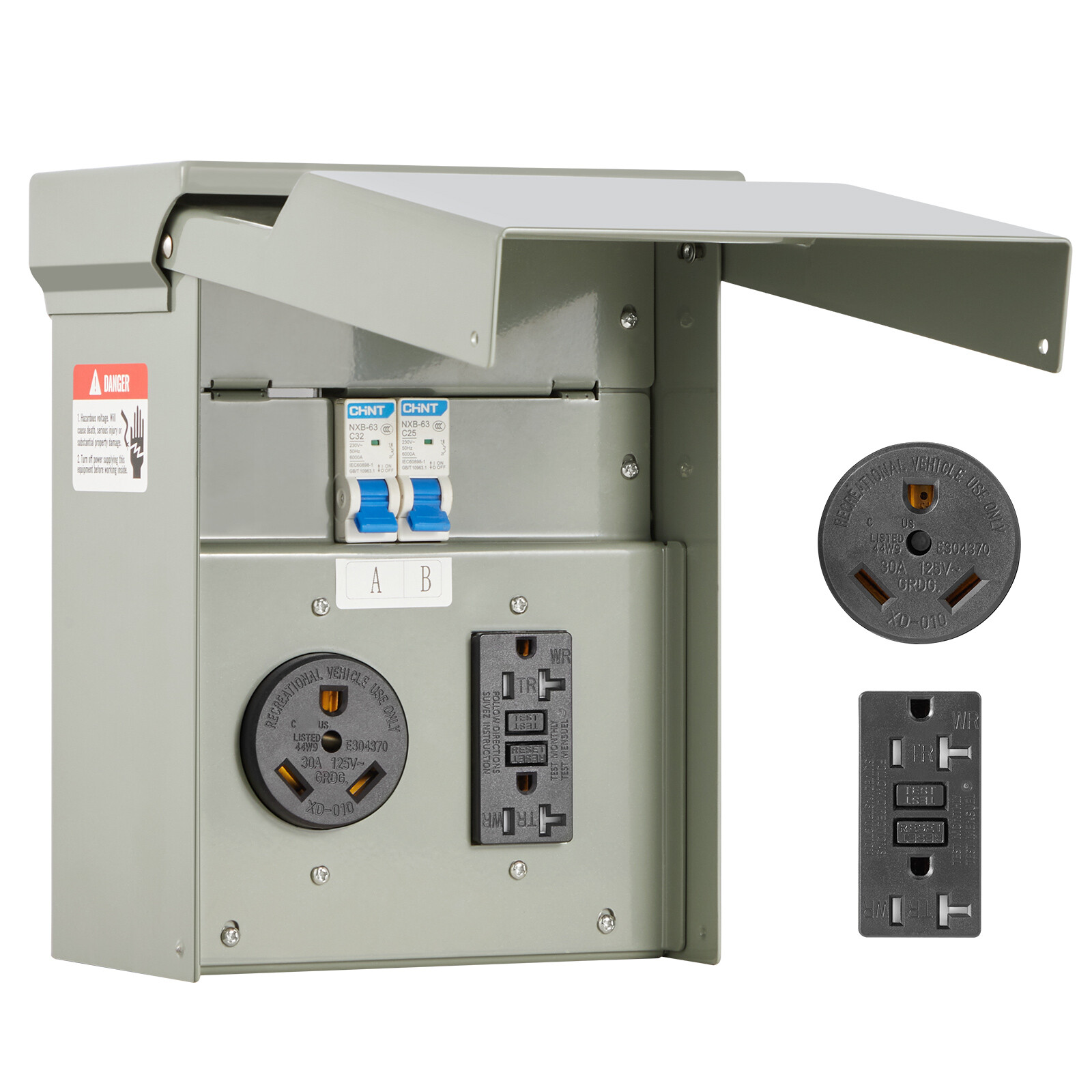 Temporary Power Outlet Panel RV Electrical Panel 20 30 Amp RV Outlet Box gallery