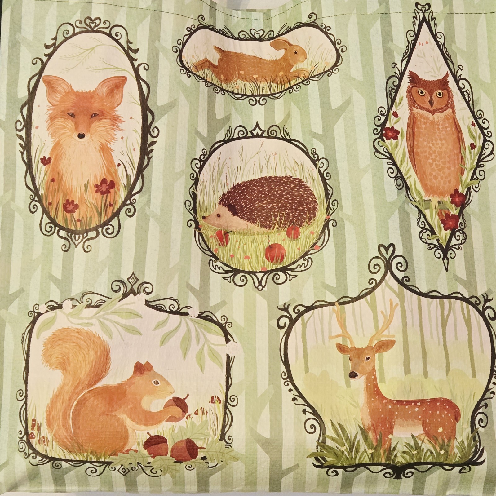 Forest Friends Collage Pictures Cute Deer Fox Owl Shopping Gift Bag TJMaxx New gallery