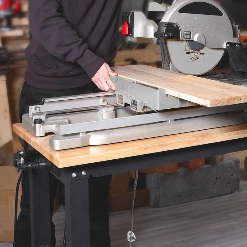 WORKPRO 48-in Heavy-Duty Adjustable Workbench Rubber Wood Top Hardwood Worktable gallery
