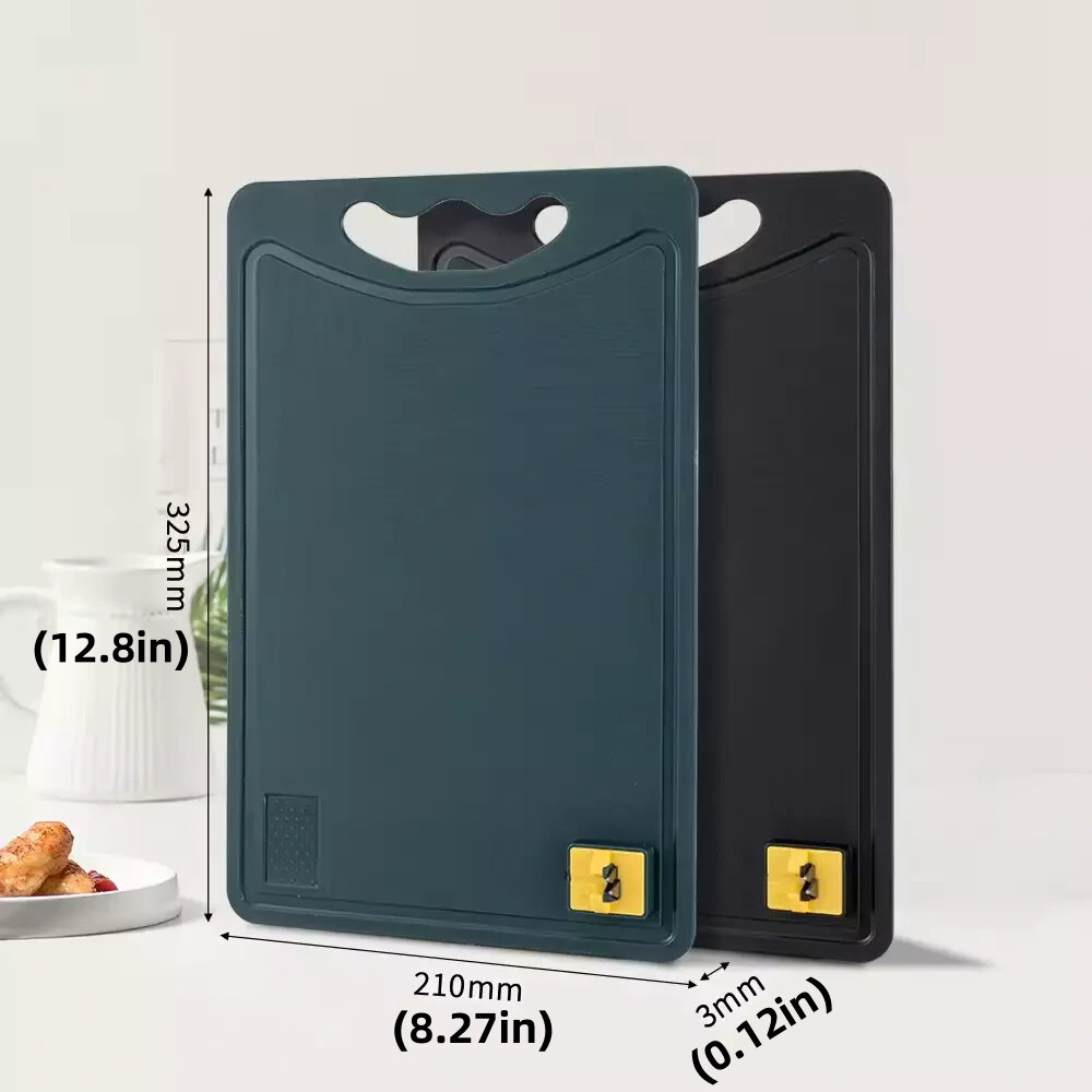 ✅SHIP NOW - Premium Cutting Board w/ Knife Sharpener Garlic Grater Black/Green gallery