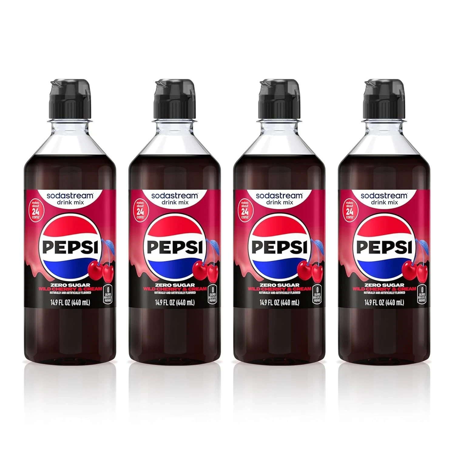 SodaStream Zero Wild Cherry Pepsi & Cream, New Pour Bottle 440ml, (Pack of 4)... gallery