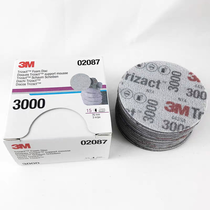 for 3M 02087 Trizact Hookit 3 Inch P3000 Grit Foam Disc Automotive 15Pcs/Box gallery