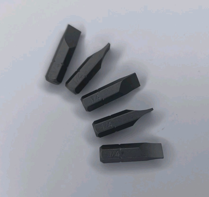Screwdriver Bits 1/4" Flat Head Slotted 1 Inch Long Single End Hex Bit Set Of 5